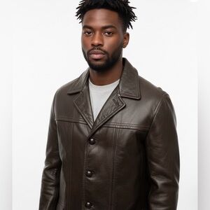 Vintage Cabreta Men's  brown Leather Field Jacket detectable lining Mint